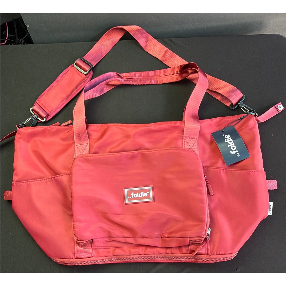 The Foldie Travel Bag Red Expandable Nylon Duffel Weekend Gym Carry-on NWT Large